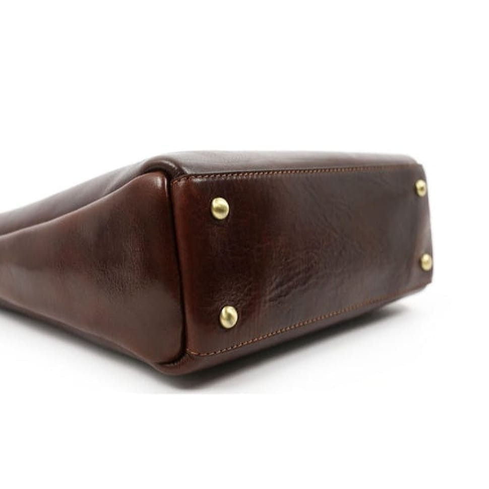Small Leather Tote Bag for Women - Alice in Wonderland - Brown color -  Time Resistance 5219201