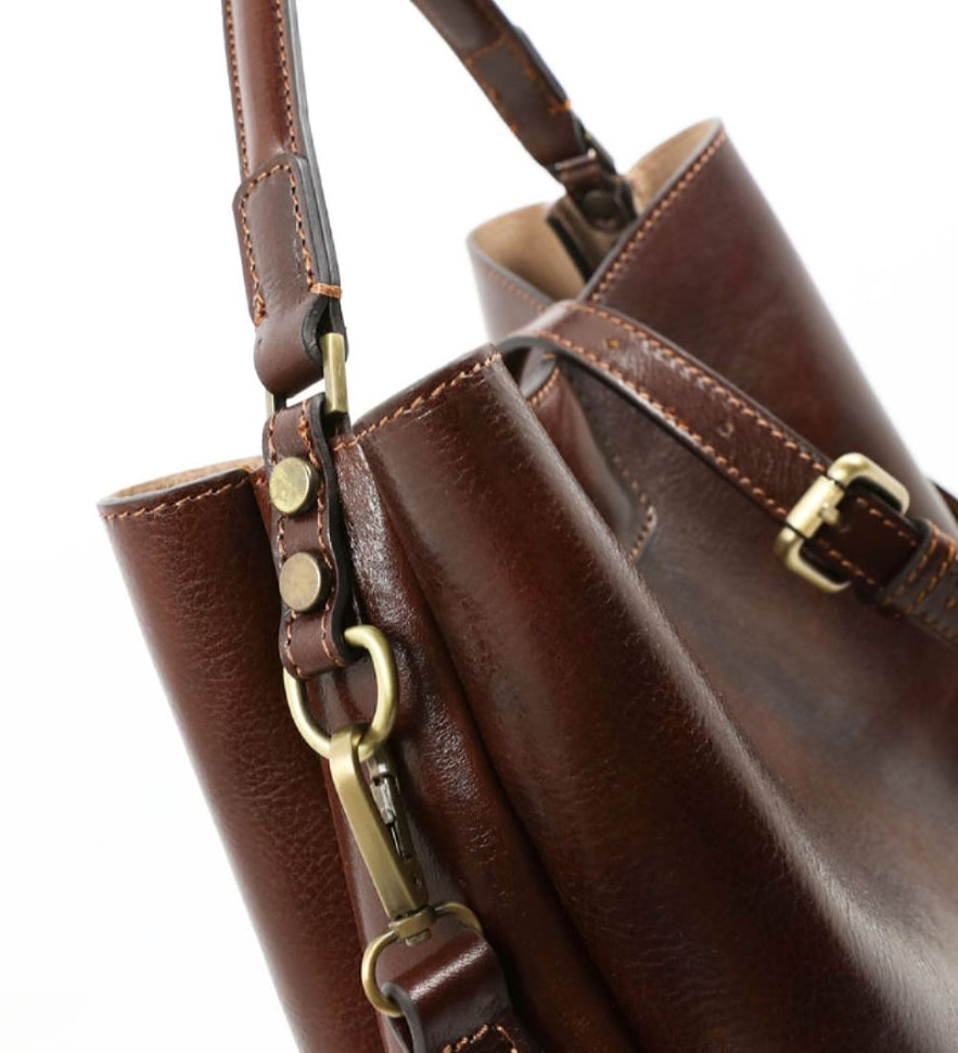 Small Leather Tote Bag for Women - Alice in Wonderland - Brown color -  Time Resistance 5219201