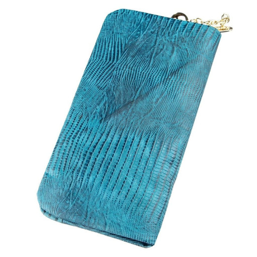 Гаманець жіночий шкіряний з тисненням Guxilai 18966 Синій