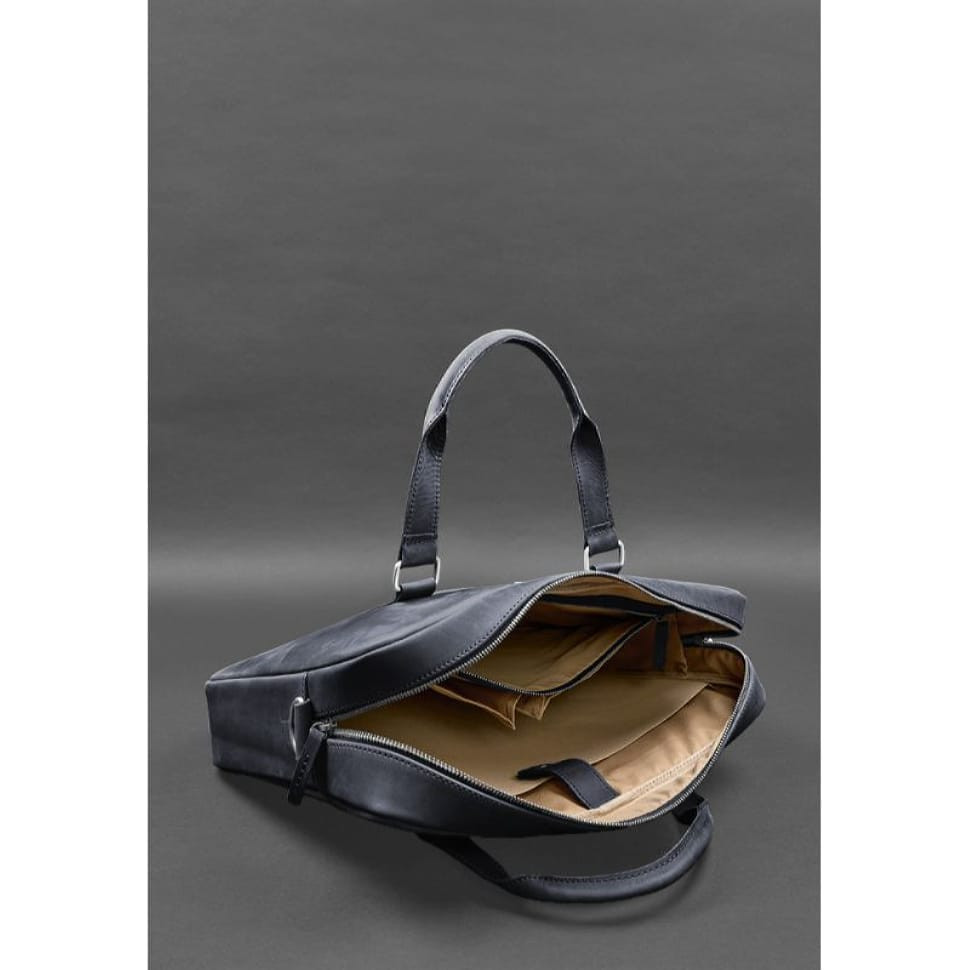 Шкіряна сумка для ноутбука та документів синя Crazy Horse