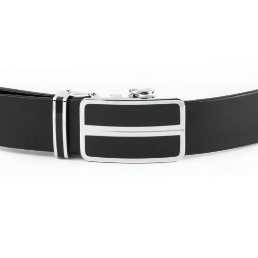 Ремінь чоловічий з автоматичною пряжкою та чорними вставками Vintage 20281 Чорний