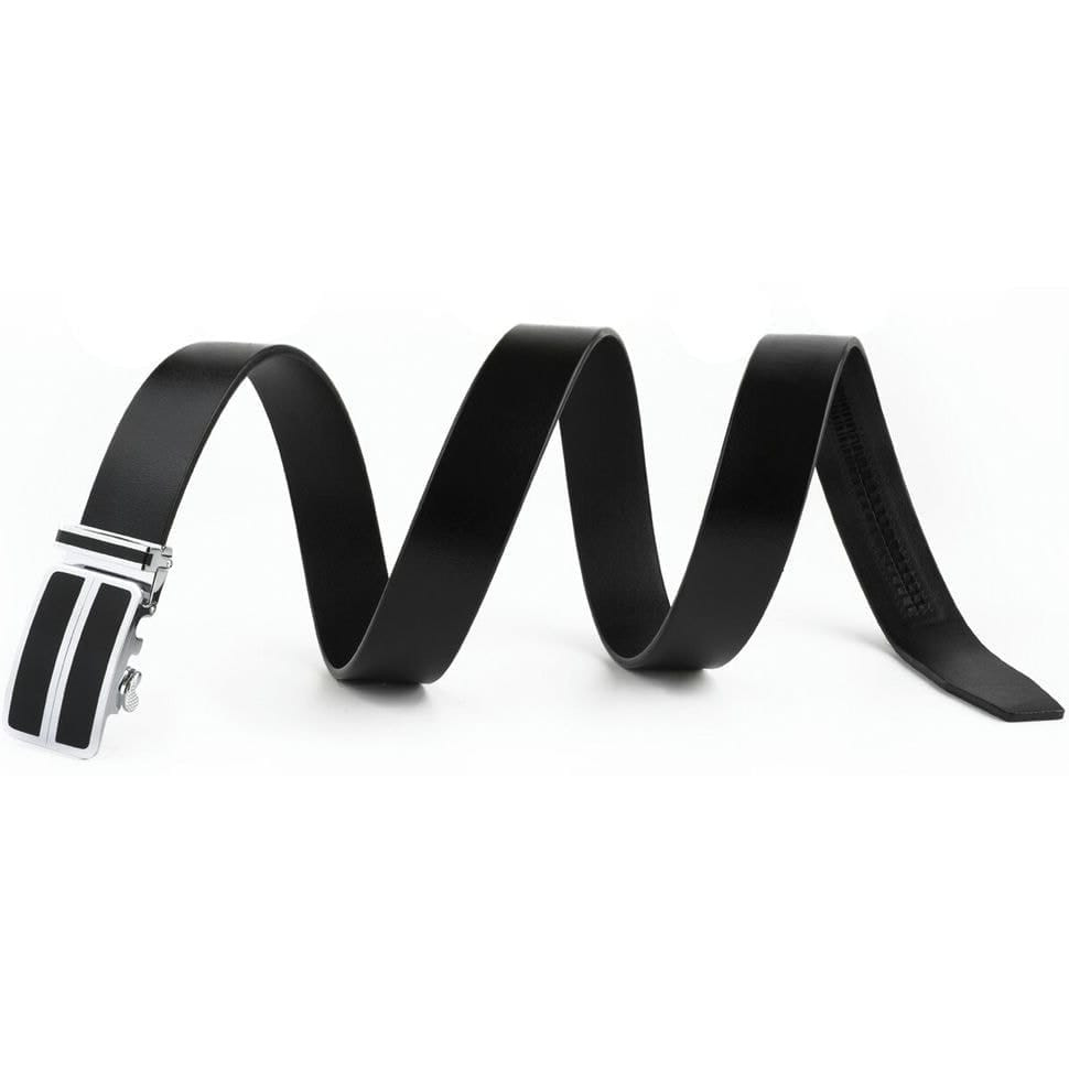 Ремінь чоловічий з автоматичною пряжкою та чорними вставками Vintage 20281 Чорний