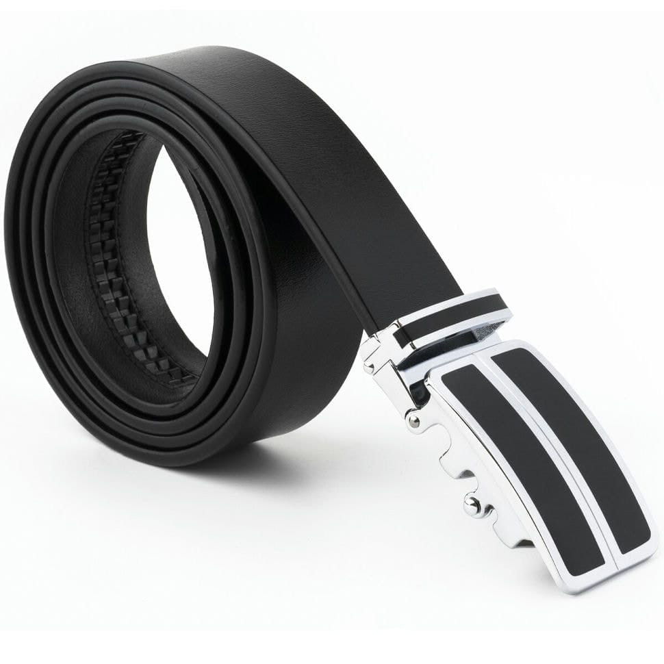Ремінь чоловічий з автоматичною пряжкою та чорними вставками Vintage 20281 Чорний