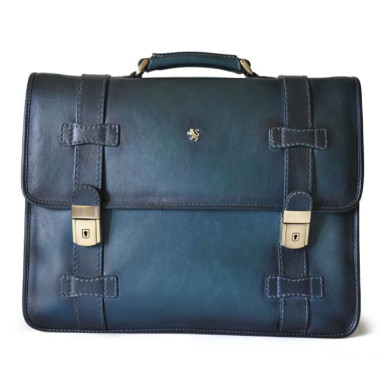 Pratesi BBL500 - Briefcase Vallombrosa in cow leather Bruce Blue