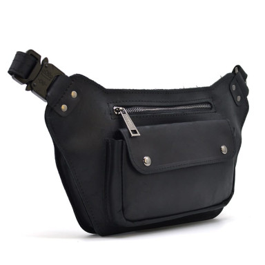 Leather voluminous banana waist bag black leather RA-8139-3md TARWA