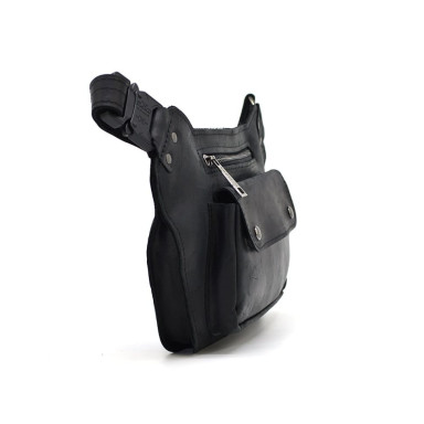 Leather voluminous banana waist bag black leather RA-8139-3md TARWA