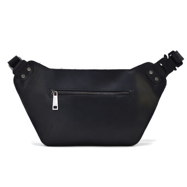 Leather voluminous banana waist bag black leather RA-8139-3md TARWA