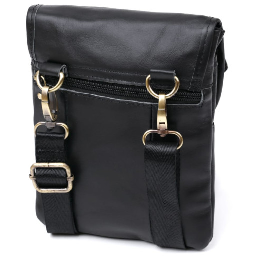 Шкіряна невелика чоловіча сумка через плече Vintage 20467 Чорний