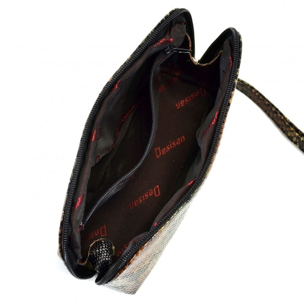 Косметичка шкіряна Desisan 1-586 зелена змія