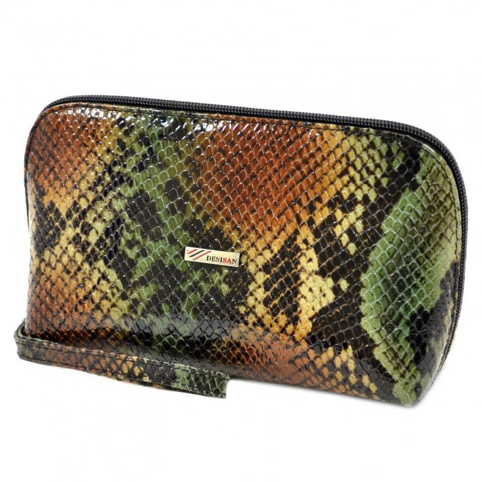 Косметичка шкіряна Desisan 1-586 зелена змія