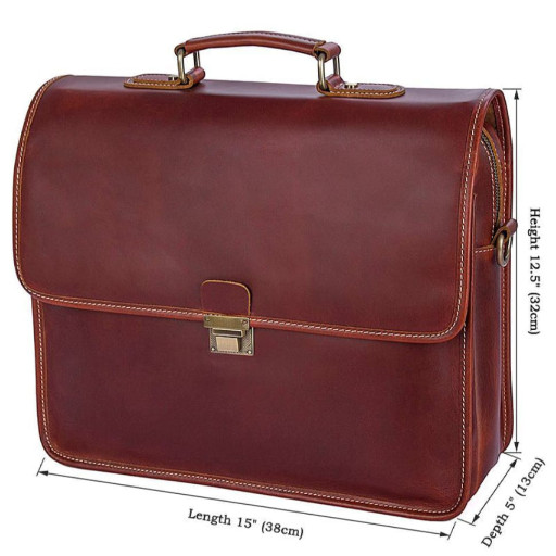 Чоловічий портфель зі шкіри з бордовим відтінком John McDee 7375X