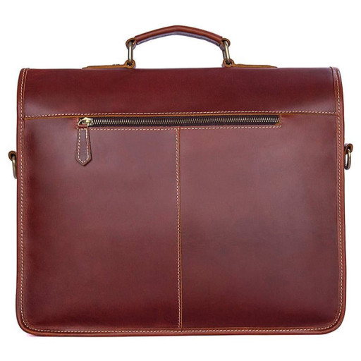 Чоловічий портфель зі шкіри з бордовим відтінком John McDee 7375X