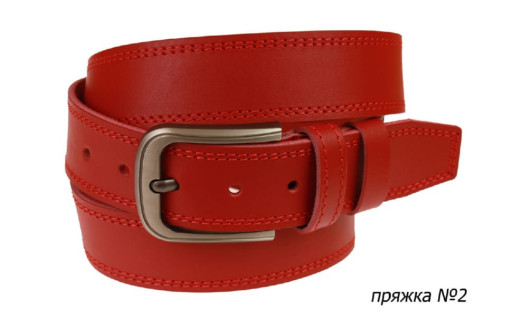 Ремінь шкіряний джинсовий подвійна строчка SULLIVAN 112-151 (8) 115-150 см червоний