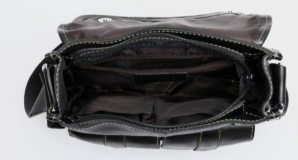 Men's vertical leather bag Vintage 20019 Black