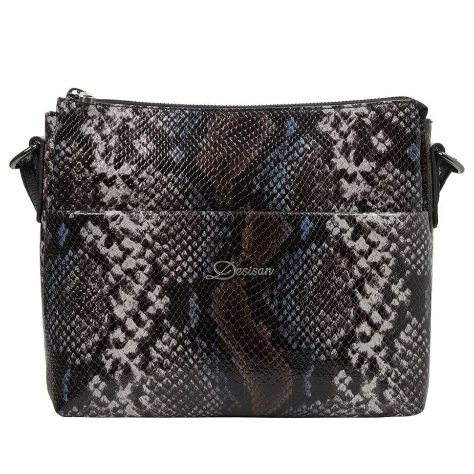 Сумка жіноча шкіра Desisan 3015-894 синьо-сіра змія
