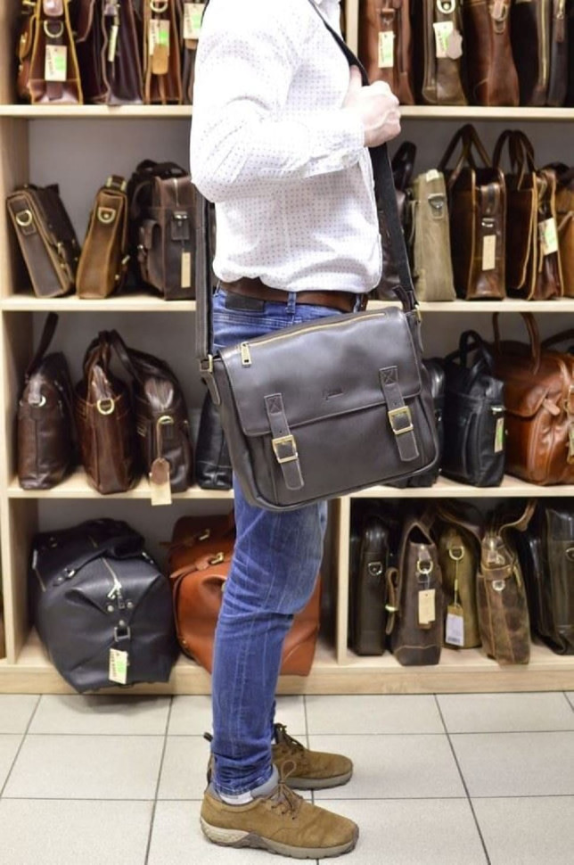 Чоловіча шкіряна сумка через плече з телячої шкіри TARWA, GC-6046-2md