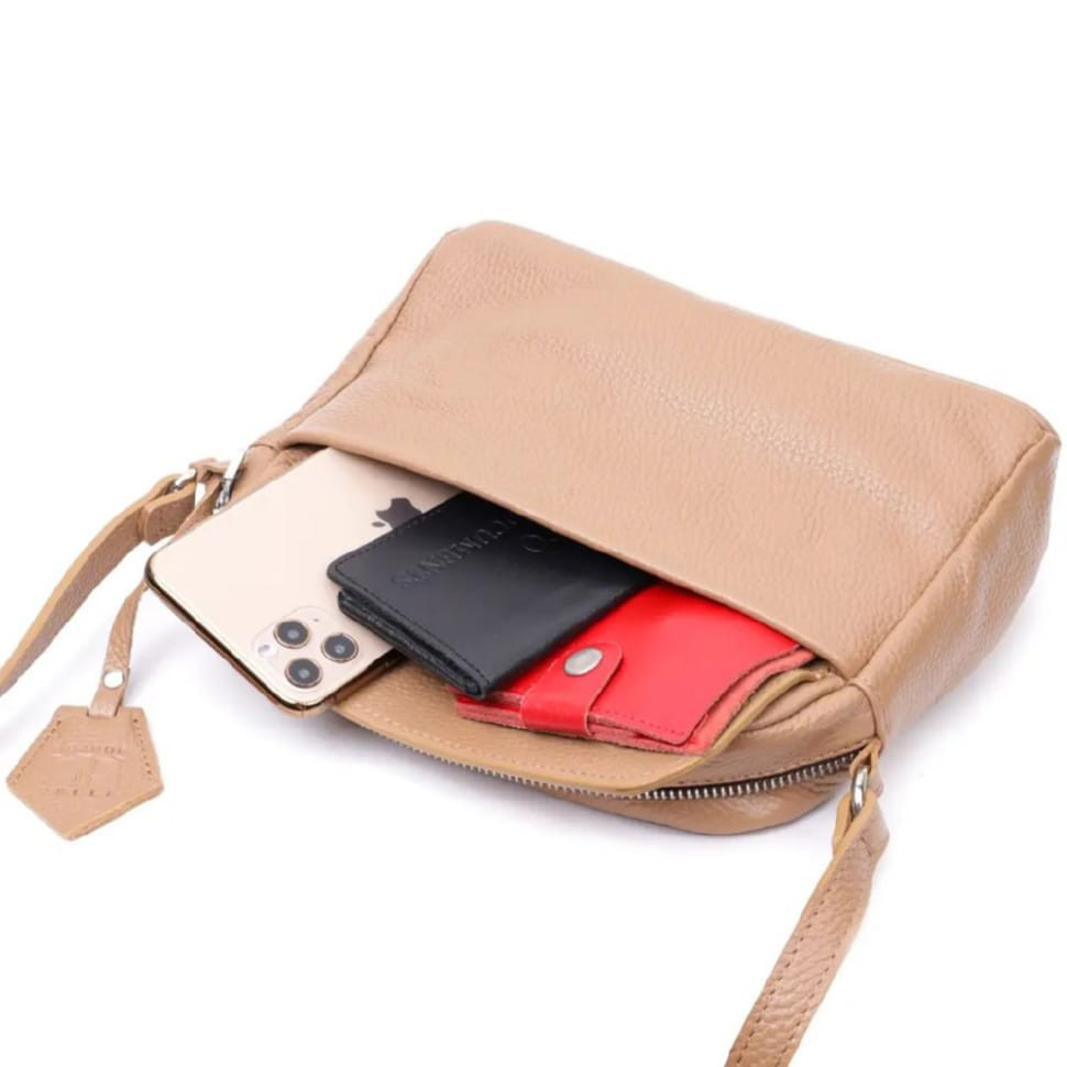 Сумка жіноча через плече 755743 Grande Pelle карамельний флотар