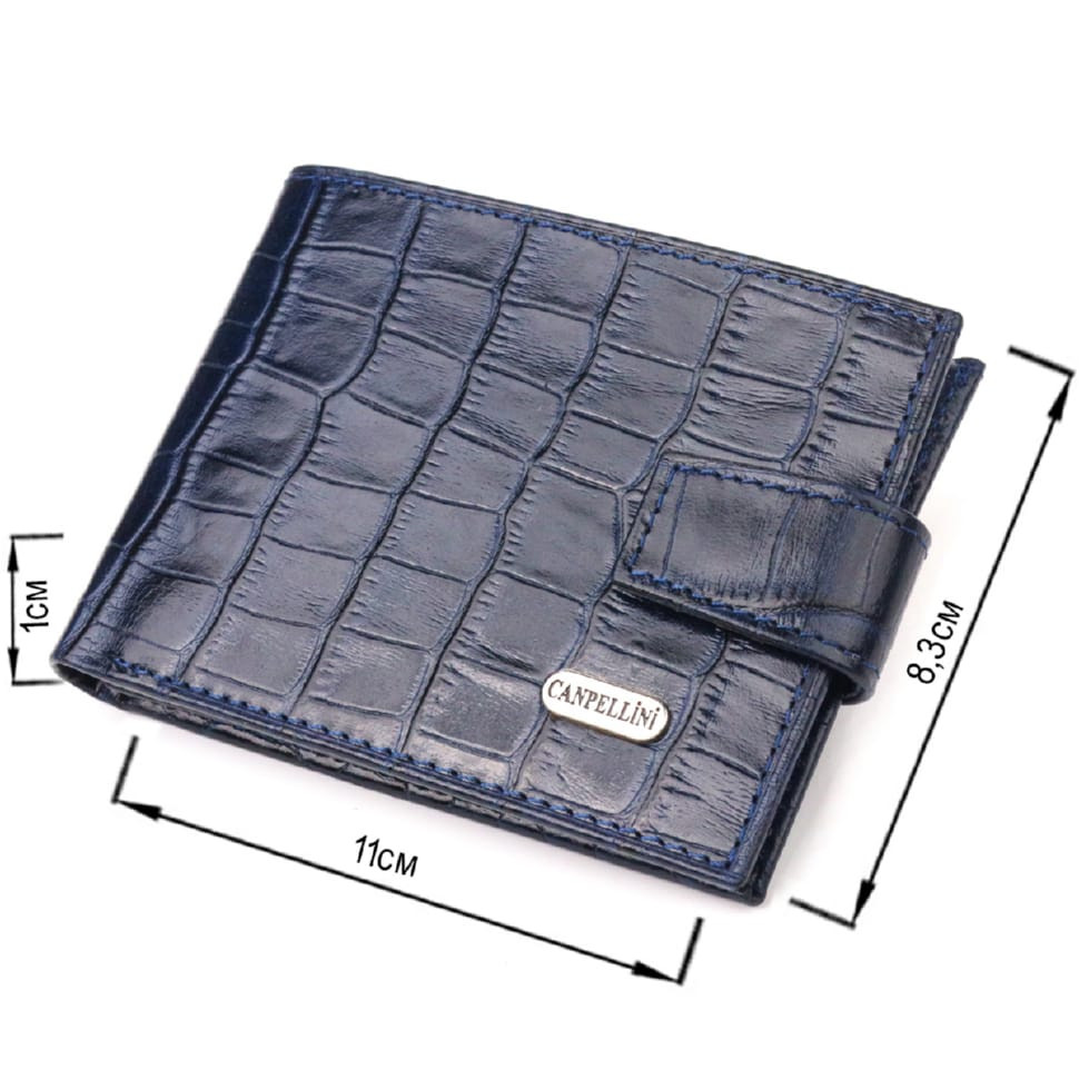 Стильний чоловічий гаманець із натуральної фактурної шкіри CANPELLINI 21514 Синій
