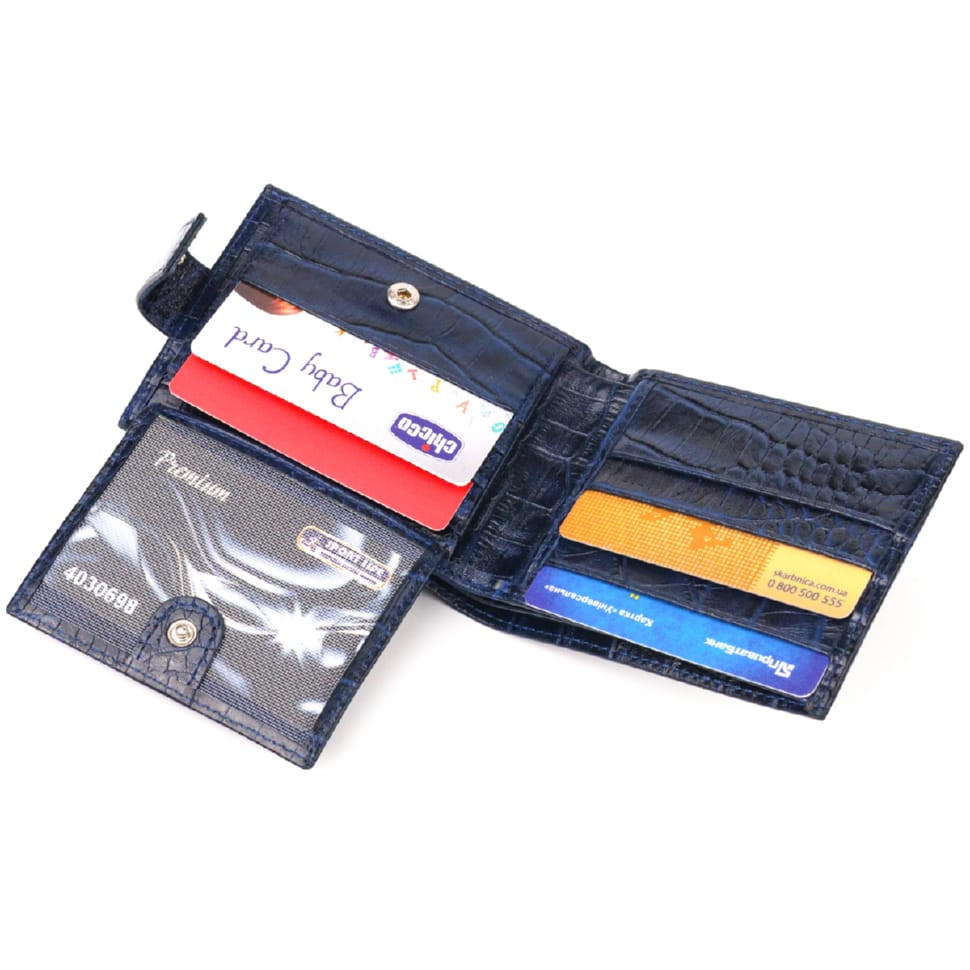 Стильний чоловічий гаманець із натуральної фактурної шкіри CANPELLINI 21514 Синій