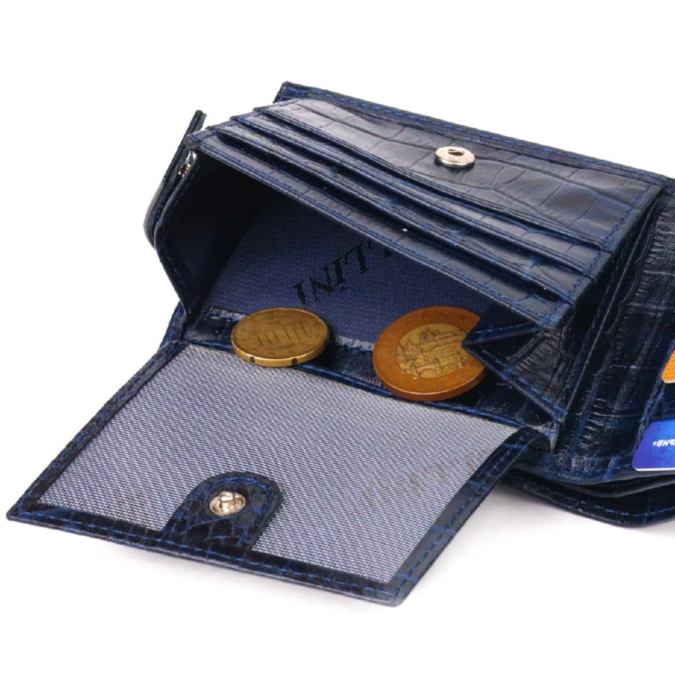 Стильний чоловічий гаманець із натуральної фактурної шкіри CANPELLINI 21514 Синій