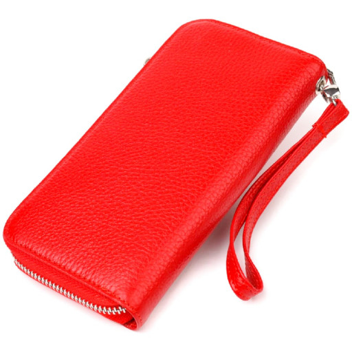 Яскравий гаманець для жінок з натуральної зернистої шкіри CANPELLINI 21615 Червоний