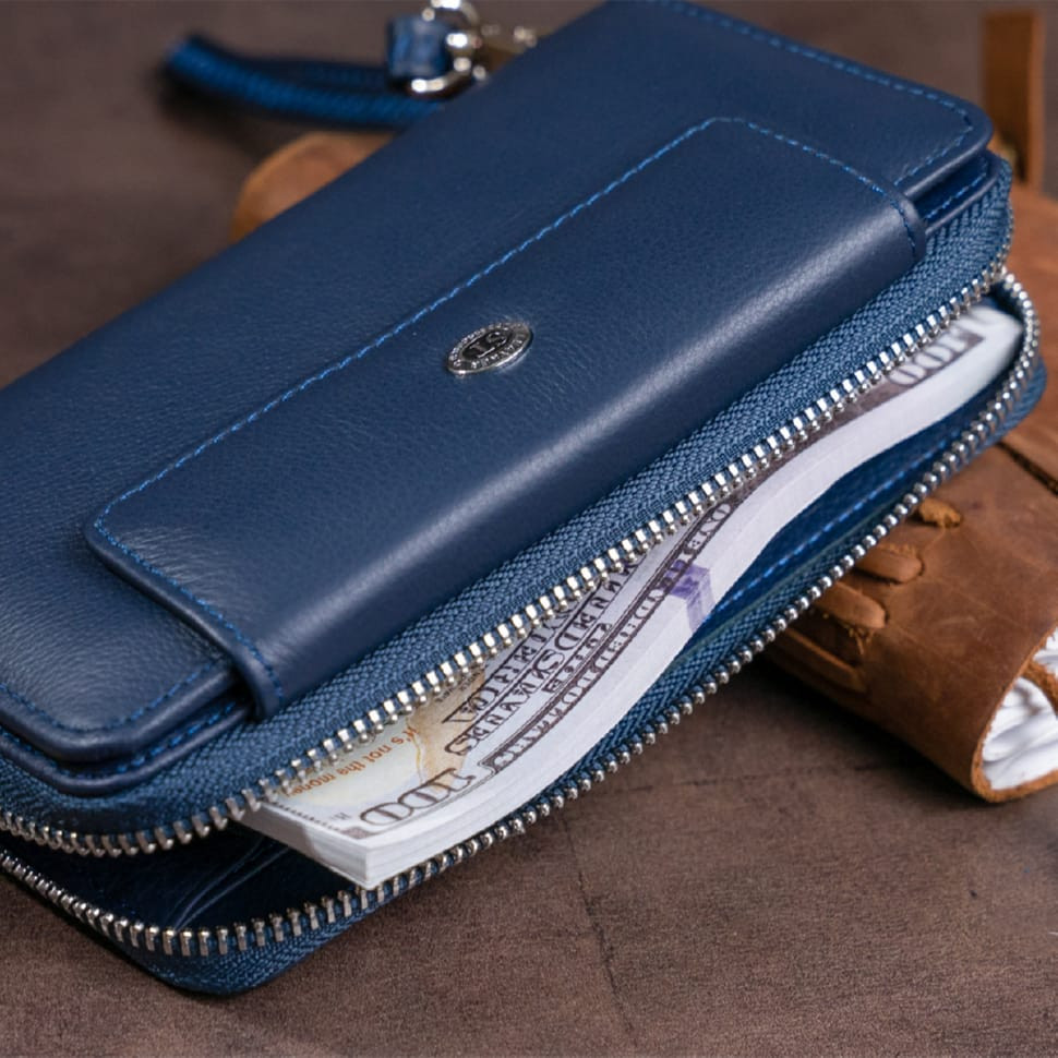 Кошелек из кожи на защелке ST Leather 19340 Темно-синий