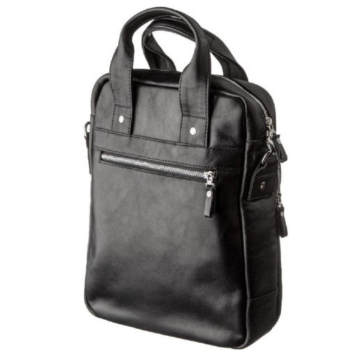 Чоловіча сумка під А4 вертикального формату в гладку шкіру 11165 SHVIGEL, Чорна