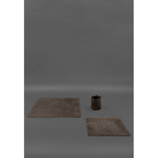 Настільний набір з натуральної шкіри 5.0 з картою України Темно-коричневий Crazy Horse