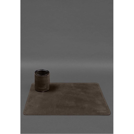 Настільний набір з натуральної шкіри 5.0 з картою України Темно-коричневий Crazy Horse