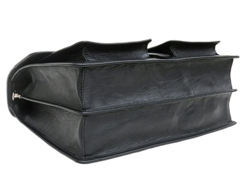 Чорний солідний шкіряний портфель Newery N7164GA