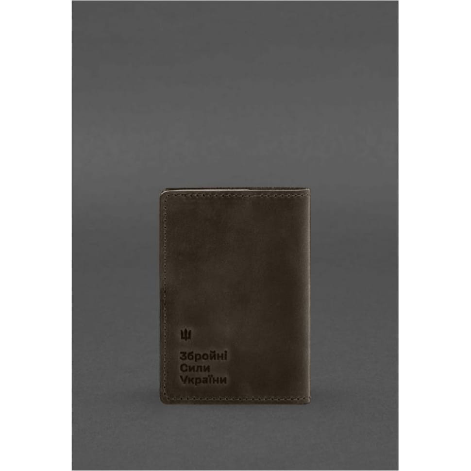 Шкіряна обкладинка для військового квитка офіцера запасу 8.2 темно-коричневий Crazy Horse