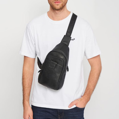 Men's leather backpack Keizer K14034bl-black