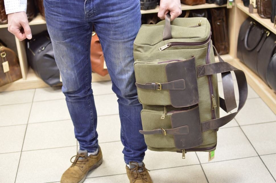 Travel bag made of canvas and horse leather RH-5915-4lx from TARWA