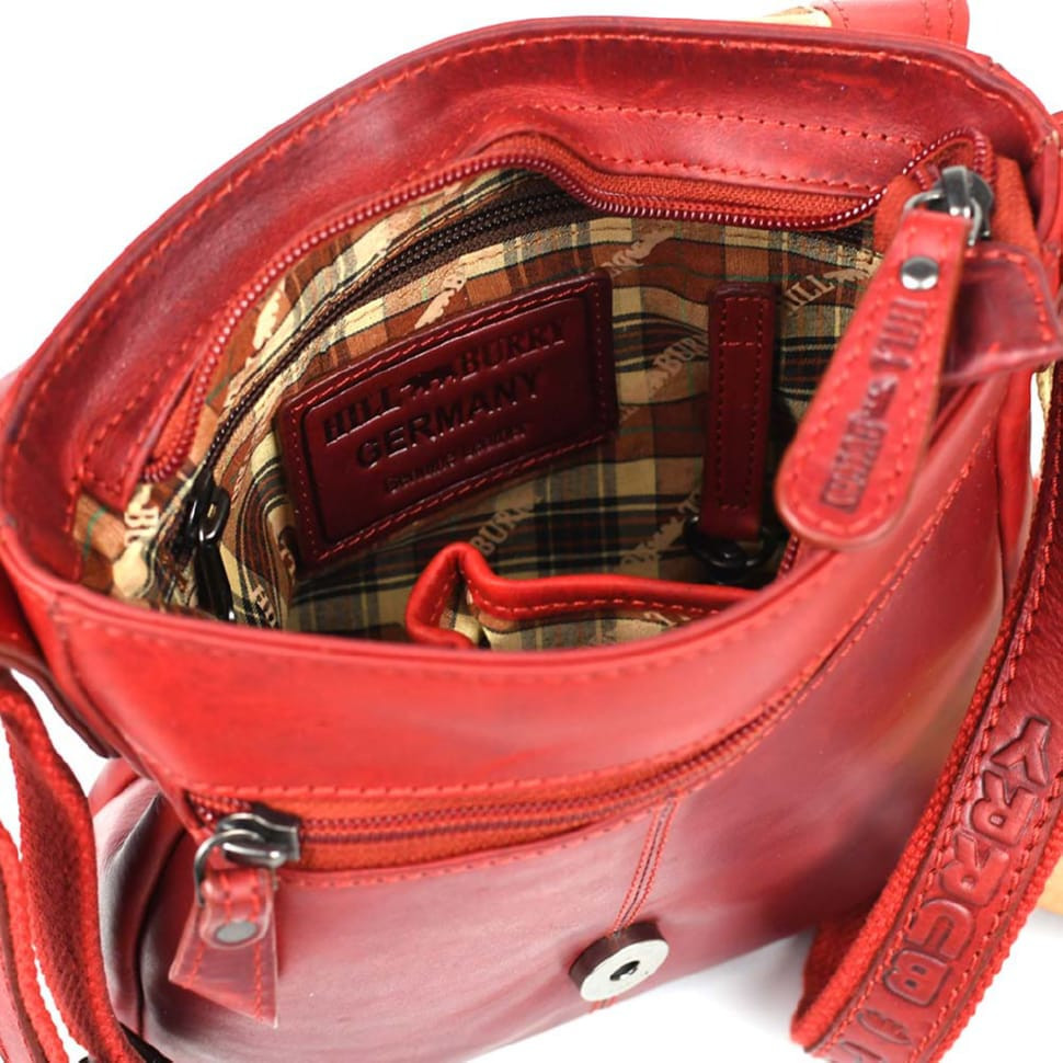 Чоловічий червоний шкіряний месенджер HILL BURRY HB3069sR