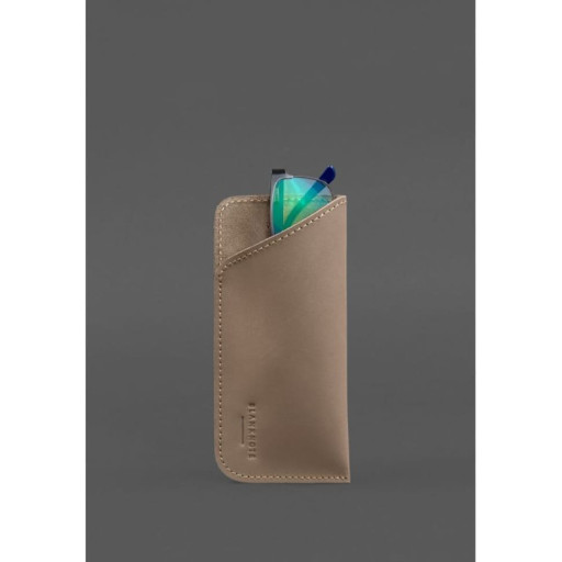 Шкіряний чохол для окулярів Світло-бежевий Crazy Horse