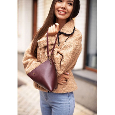 Leather women's cosmetic bag Pyramid Marsala
