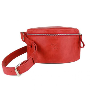 Red vintage leather belt bag