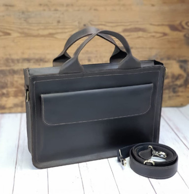 Шкіряна сумка для документів і невеликого ноутбука BGS коричнева BGS3295