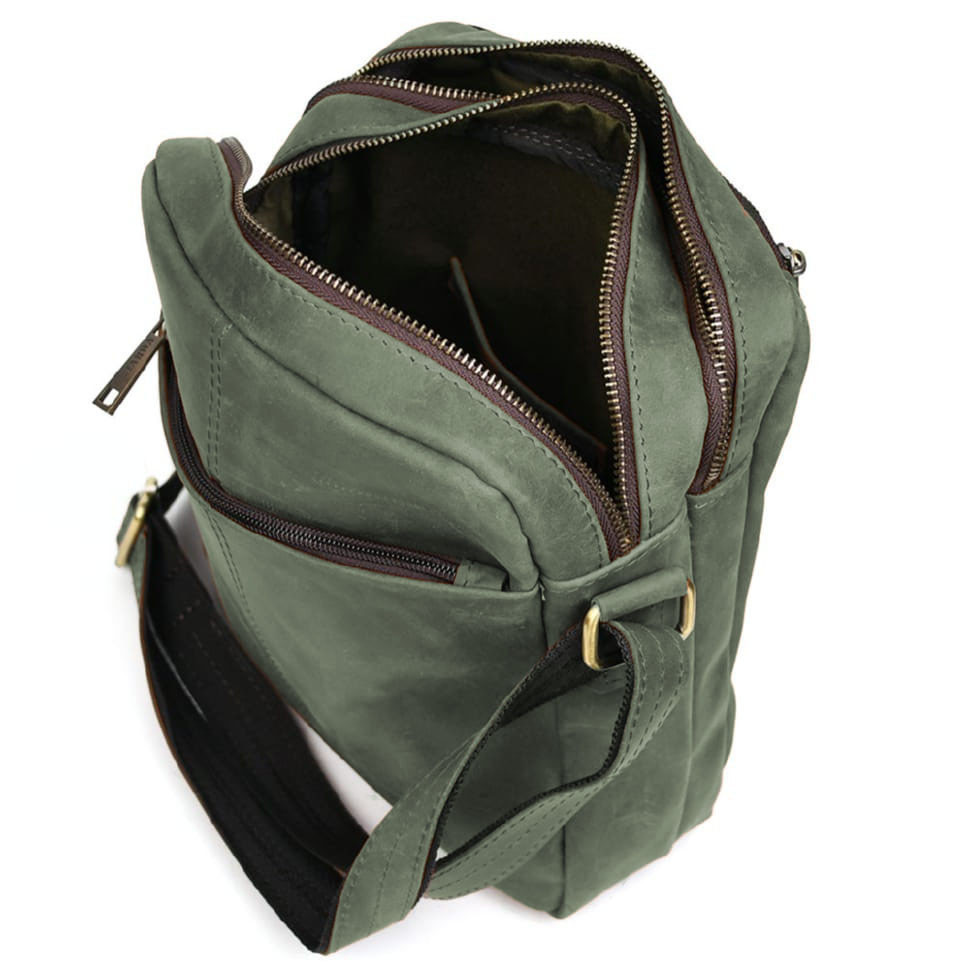 Сумка месенджер чоловіча вертикальна через плече TARWA Зелений RЕ-60121-3md