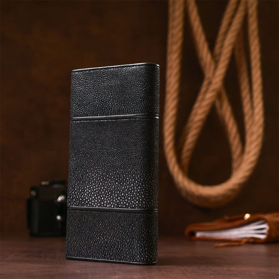 Гаманець жіночий STINGRAY LEATHER 18113 з натуральної шкіри морського ската Чорний