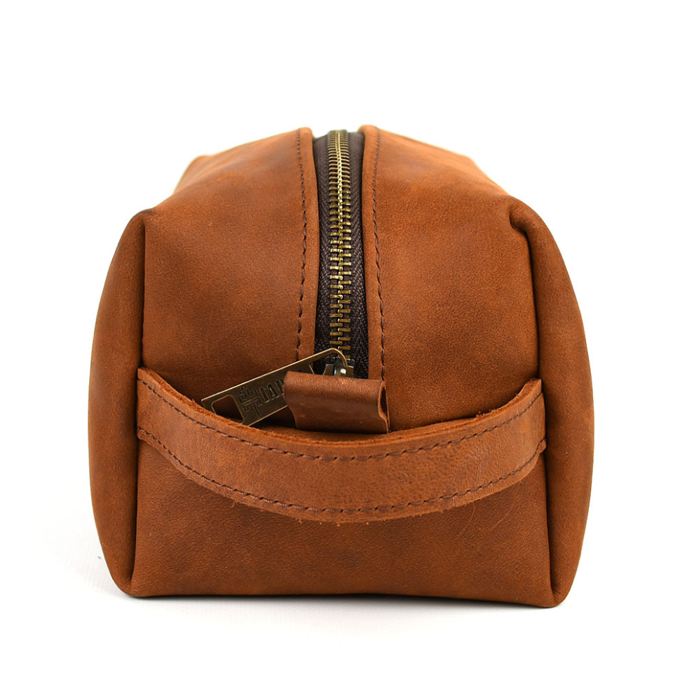 Шкіряний несесер косметичка TARWA RB-8033-4lx коньячний крейзі хорс