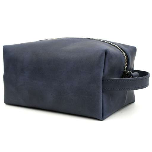 Шкіряний несесер косметичка TARWA RK-8033-4lx синій крейзі хорс