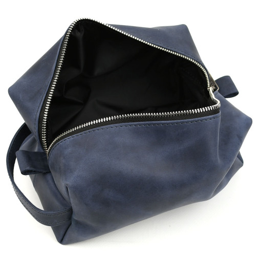 Шкіряний несесер косметичка TARWA RK-8033-4lx синій крейзі хорс