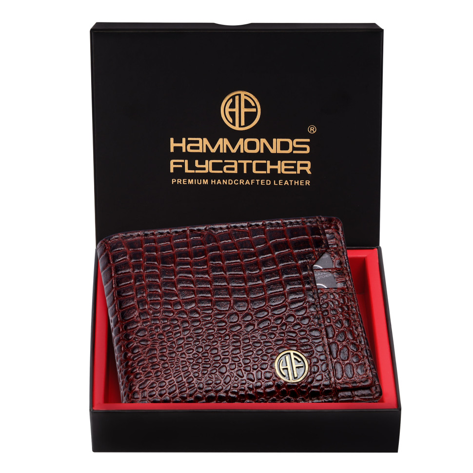 Чоловічий шкіряний гаманець Hammonds Flycatcher HF577 Croc Brown (Коричневий)
