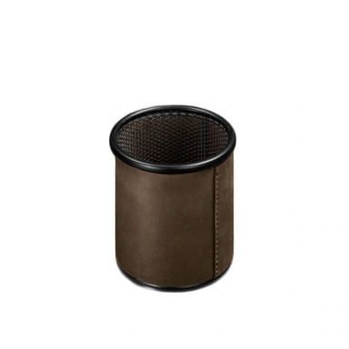 Glass for pens in a leather case dark brown Crazy Horse
