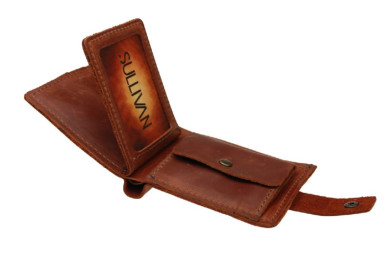 Mens small leather wallet SULLIVAN kmg25(10) light brown