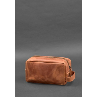 Leather cosmetic bag 6.0 light brown Crazy Horse