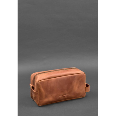 Leather cosmetic bag 6.0 light brown Crazy Horse