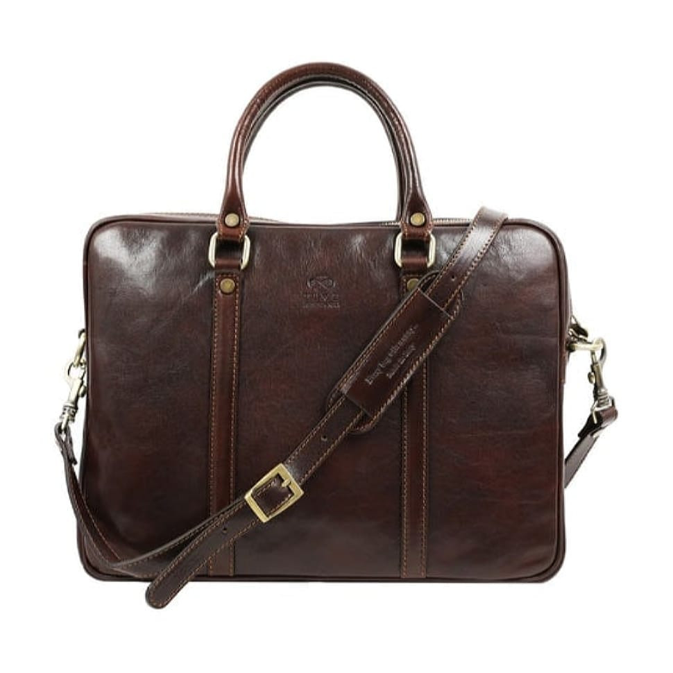 Шкіряна сумка для ноутбука - Hobbit - коричневий Time Resistance 5196101