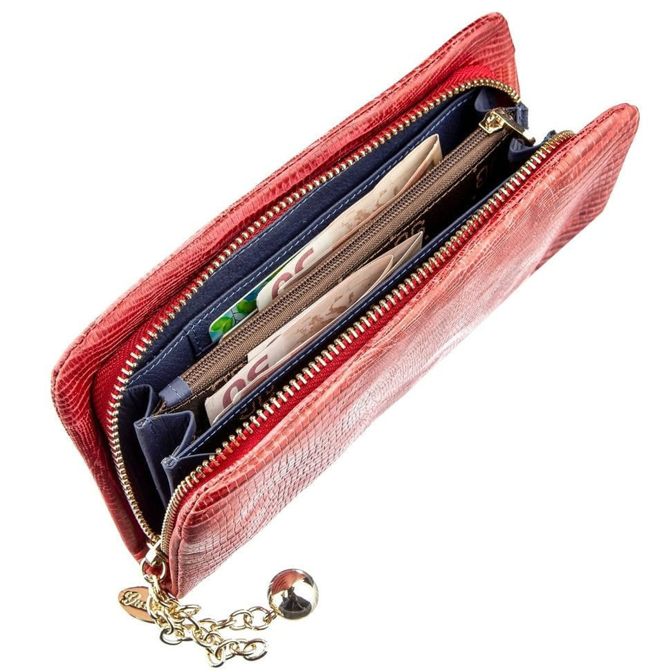 Гаманець жіночий шкіряний з тисненням Guxilai 18967 Червоний